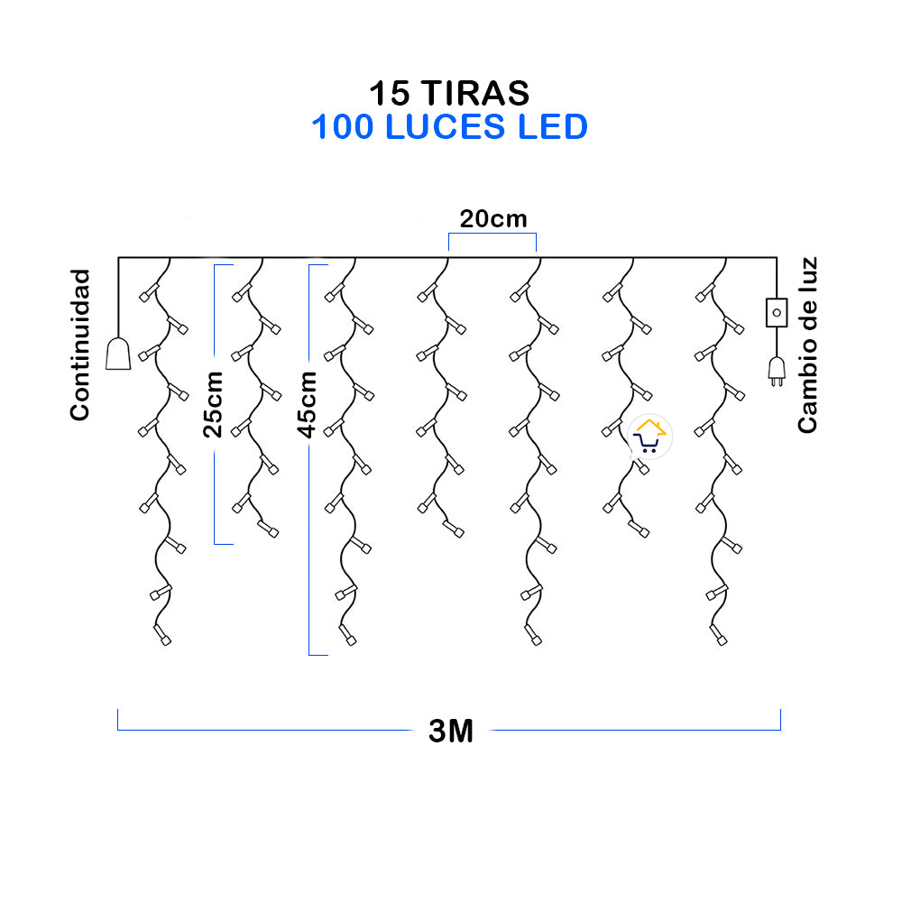 LUCES NAVIDAD CASCADA 3MX 0.45CM